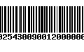 Código de Barras 00254300900120000000