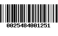 Código de Barras 0025484001251