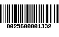 Código de Barras 0025600001332