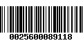 Código de Barras 0025600089118