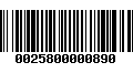 Código de Barras 0025800000890