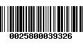 Código de Barras 0025800039326