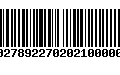 Código de Barras 00278922702021000002