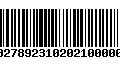 Código de Barras 00278923102021000009