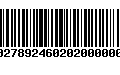 Código de Barras 00278924602020000004