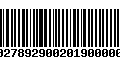 Código de Barras 00278929002019000001