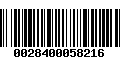 Código de Barras 0028400058216