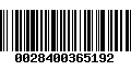 Código de Barras 0028400365192