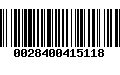 Código de Barras 0028400415118