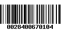 Código de Barras 0028400670104