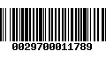 Código de Barras 0029700011789