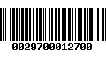 Código de Barras 0029700012700