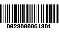 Código de Barras 0029800061981