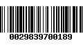 Código de Barras 0029839700189