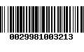 Código de Barras 0029981003213