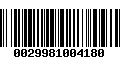 Código de Barras 0029981004180