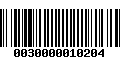 Código de Barras 0030000010204