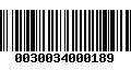 Código de Barras 0030034000189