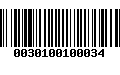 Código de Barras 0030100100034