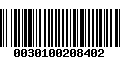 Código de Barras 0030100208402