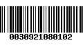 Código de Barras 0030921080102