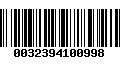 Código de Barras 0032394100998