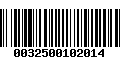 Código de Barras 0032500102014