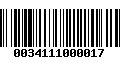 Código de Barras 0034111000017