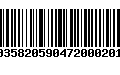 Código de Barras 00358205904720002014