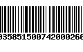 Código de Barras 00358515007420002606