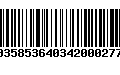 Código de Barras 00358536403420002777