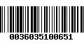 Código de Barras 0036035100651