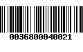 Código de Barras 0036800040021