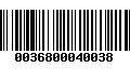 Código de Barras 0036800040038