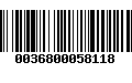 Código de Barras 0036800058118