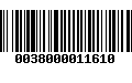 Código de Barras 0038000011610