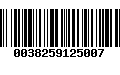 Código de Barras 0038259125007