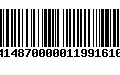 Código de Barras 00384148700000119916104138