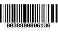 Código de Barras 0038900006136