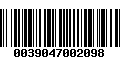 Código de Barras 0039047002098