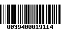 Código de Barras 0039400019114