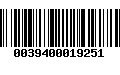 Código de Barras 0039400019251