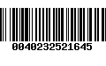 Código de Barras 0040232521645