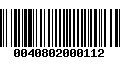 Código de Barras 0040802000112