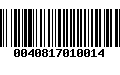 Código de Barras 0040817010014