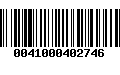 Código de Barras 0041000402746