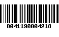 Código de Barras 0041190004218