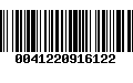 Código de Barras 0041220916122