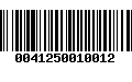 Código de Barras 0041250010012