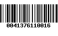 Código de Barras 0041376110016